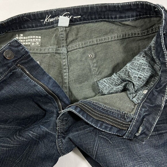 Kenneth Cole New York Men’s Straight Dark Blue Denim Jeans Smou9718 Size 34X30 - Picture 8 of 14